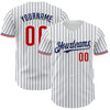 Custom White Navy Pinstripe Red Authentic Baseball Jersey
