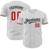 Custom White Black Pinstripe Red Authentic Baseball Jersey