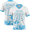 Custom White Sky Blue 3D Pattern Splash Authentic Football Jersey