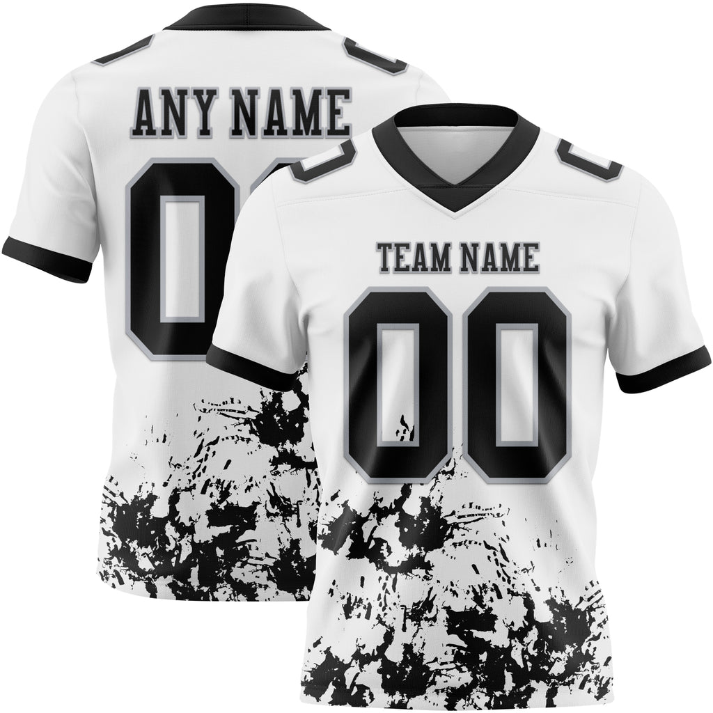 Custom White Black-Gray Splash Authentic Football Jersey