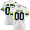 Custom White Navy-Neon Green Authentic Football Jersey