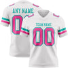 Custom White Pink-Aqua Authentic Football Jersey