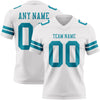 Custom White Teal Authentic Football Jersey