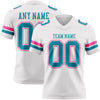 Custom White Teal-Pink Authentic Football Jersey