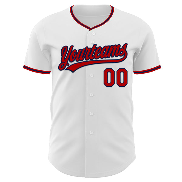Custom White Red-Navy Authentic Baseball Jersey