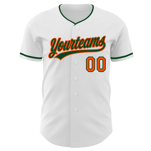 Custom White Green-Orange Authentic Baseball Jersey