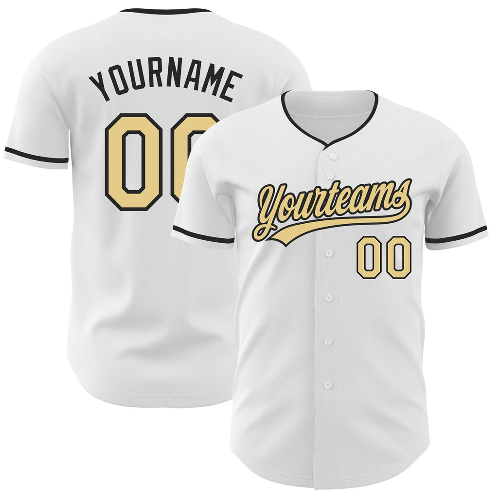 Custom White Vegas Gold-Black Authentic Baseball Jersey