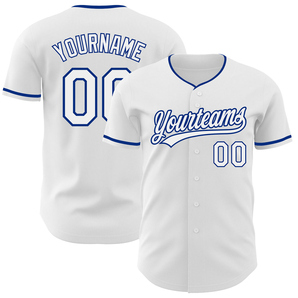 Custom White-Royal Authentic Baseball Jersey