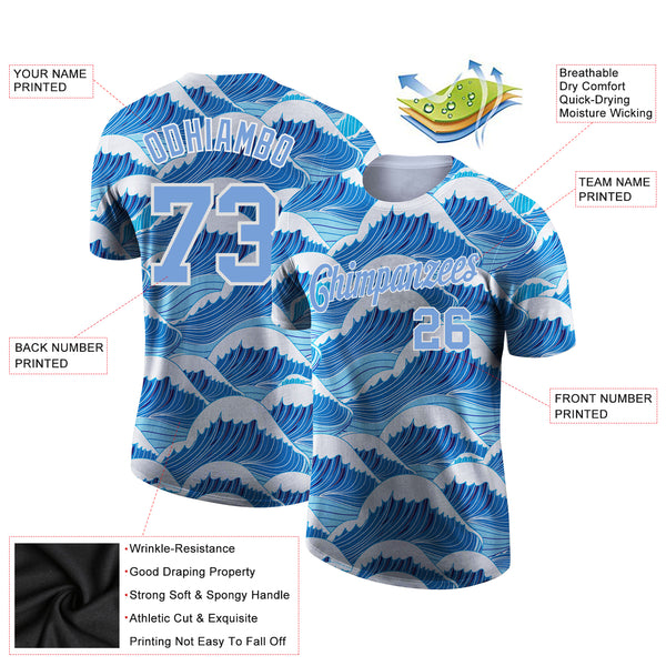 Custom 3D Pattern Design Waves Performance T-Shirt