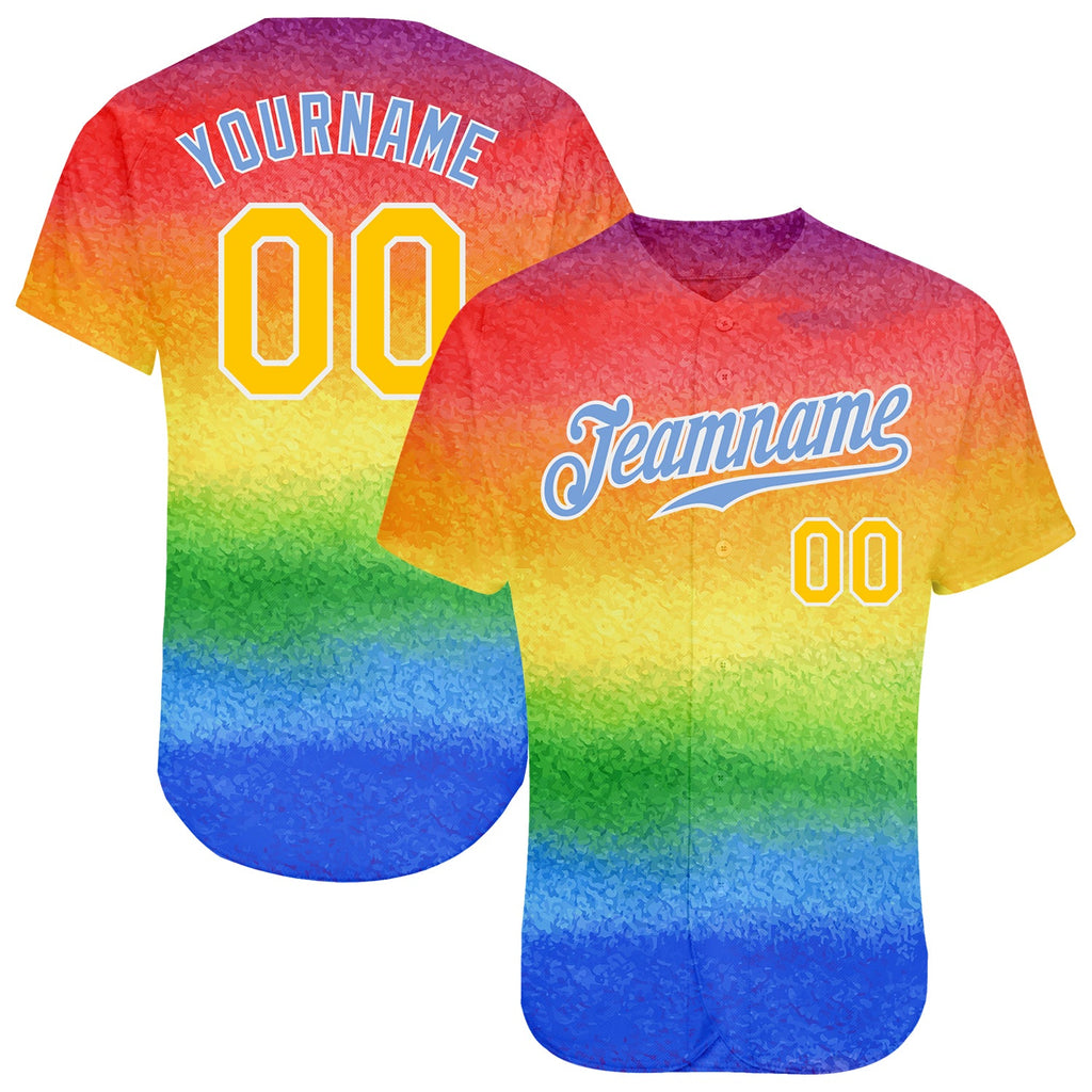 Custom Rainbow For Pride Month Love Is Love LGBT Authentic Baseball Jersey