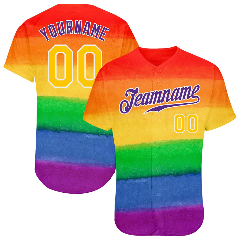 Custom Rainbow For Pride Month Love Is Love LGBT Authentic Baseball Jersey