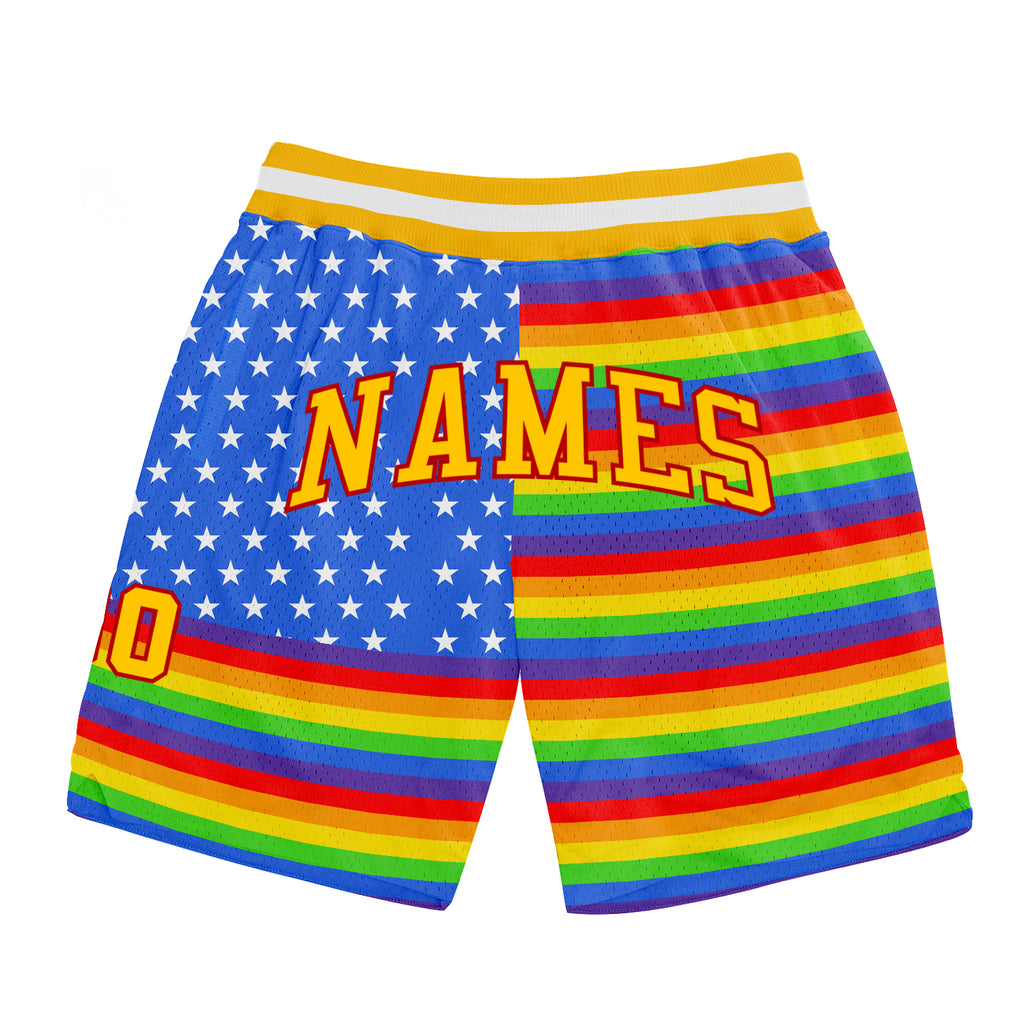 Custom Rainbow For Pride Month Love Is Love LGBT Authentic Basketball Shorts