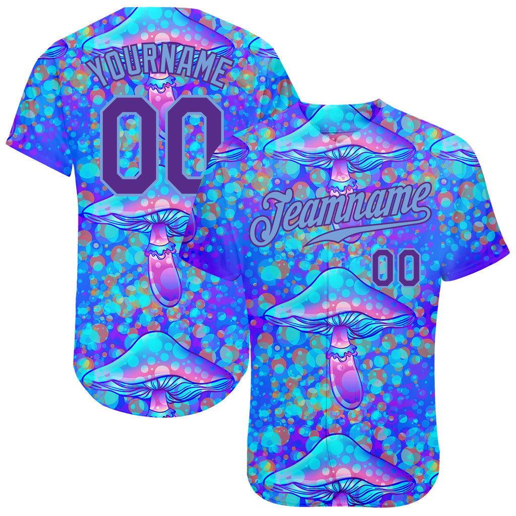 Custom 3D Pattern Design Magic Mushrooms Psychedelic Hallucination Authentic Baseball Jersey