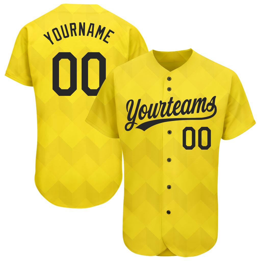 Custom Gold Black 3D Pattern Design Authentic Baseball Jersey