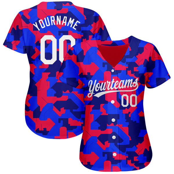 Custom Camo White-Royal 3D Pattern Design Authentic Salute To Service Baseball Jersey