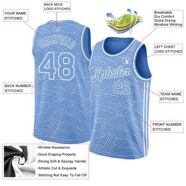 Custom Light Blue White Authentic City Edition Basketball Jersey