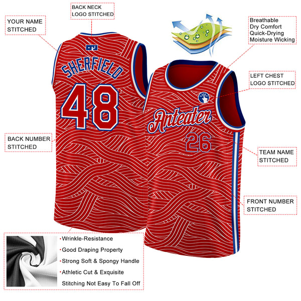 Custom Red Royal-White Authentic City Edition Basketball Jersey