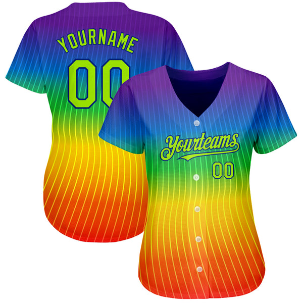 Custom Rainbow For Pride Month Love Is Love LGBT 3D Authentic Baseball Jersey