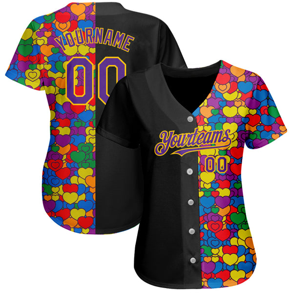 Custom Rainbow For Pride Month Love Is Love LGBT 3D Authentic Baseball Jersey