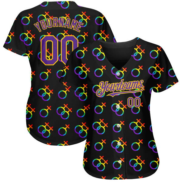 Custom Rainbow For Pride Month Love Is Love LGBT 3D Authentic Baseball Jersey