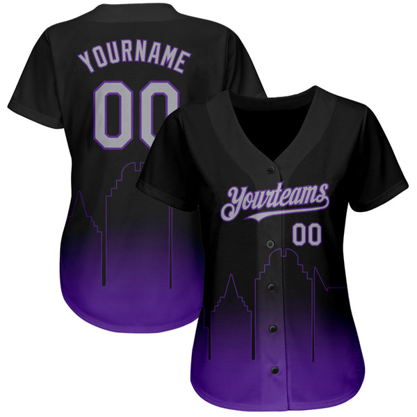 Custom Black Gray-Purple 3D Sacramento City Edition Fade Fashion Authentic Baseball Jersey