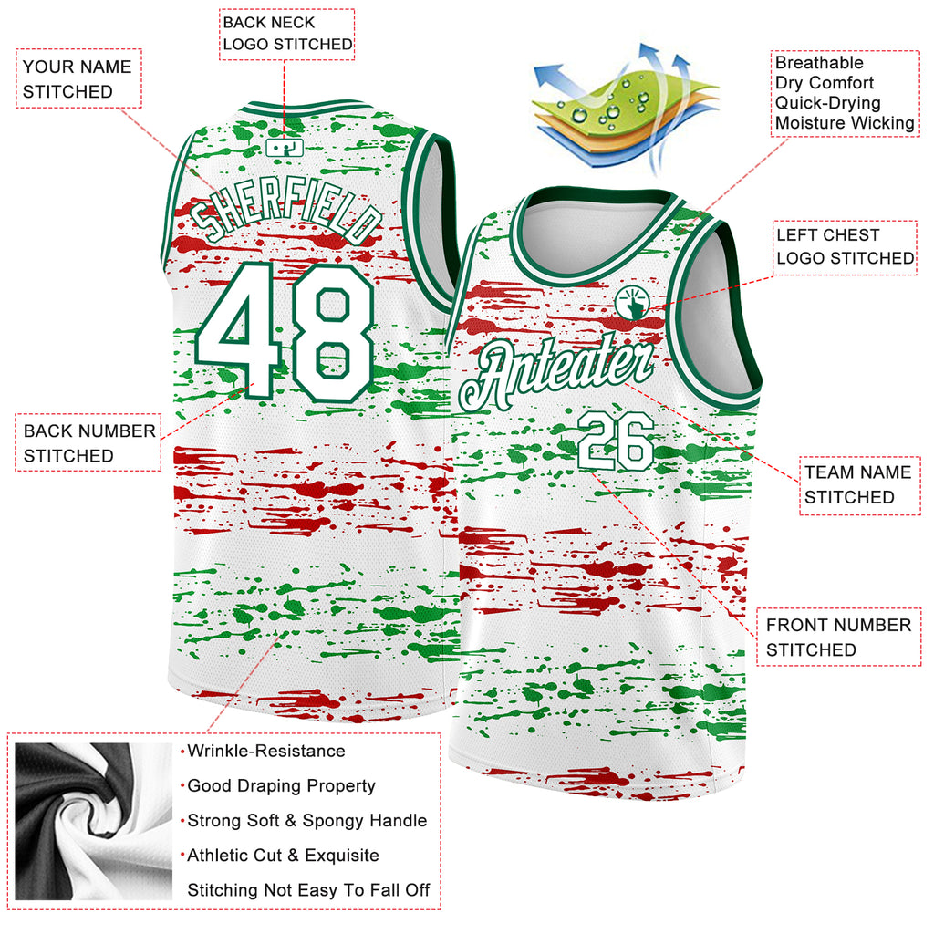 Custom Hunter Green White Pinstripe White-Red Authentic Basketball Jersey  Discount