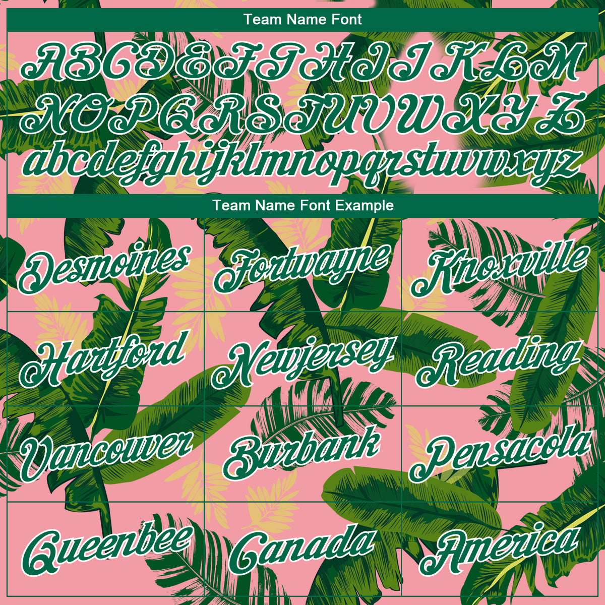 Custom Medium Pink Kelly Green-White 3D Pattern Tropical Hawaii Leaves ...