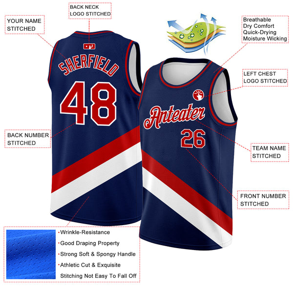 Custom Navy Red-White Modern Authentic City Edition Basketball Jersey