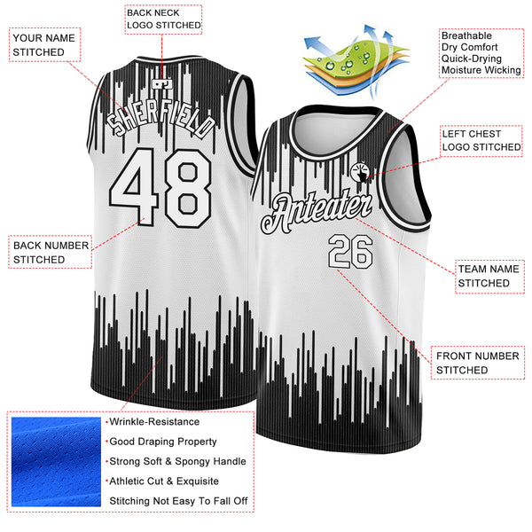 Custom White Black Abstract Vertical Lines Authentic City Edition Basketball Jersey