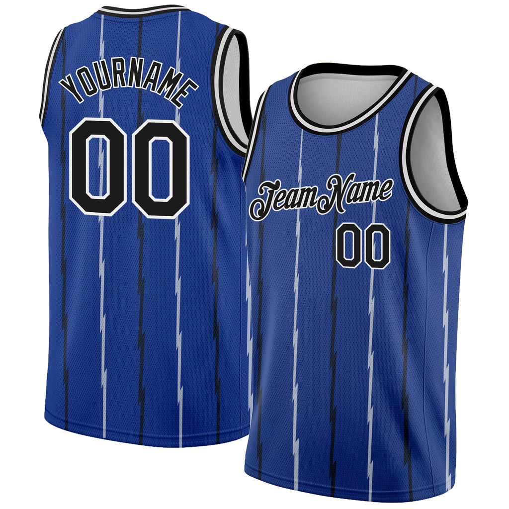 Custom Royal Black-White Lines Authentic City Edition Basketball Jersey