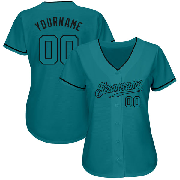 Custom Teal Teal-Black Authentic Baseball Jersey