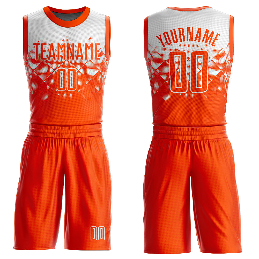 FIITG Custom Basketball Jersey Orange White V-Neck