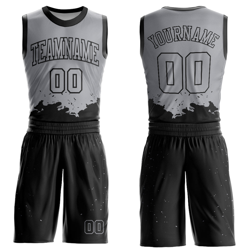 Custom Gray Basketball Jerseys | Black Grey Basketball Team