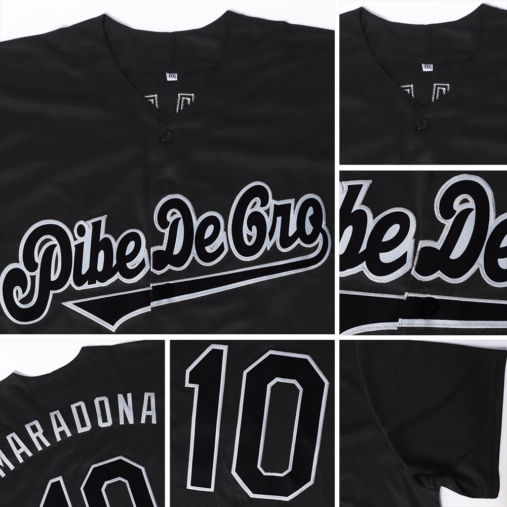 Custom Black Gray Pinstripe White-Gray Authentic Baseball Jersey