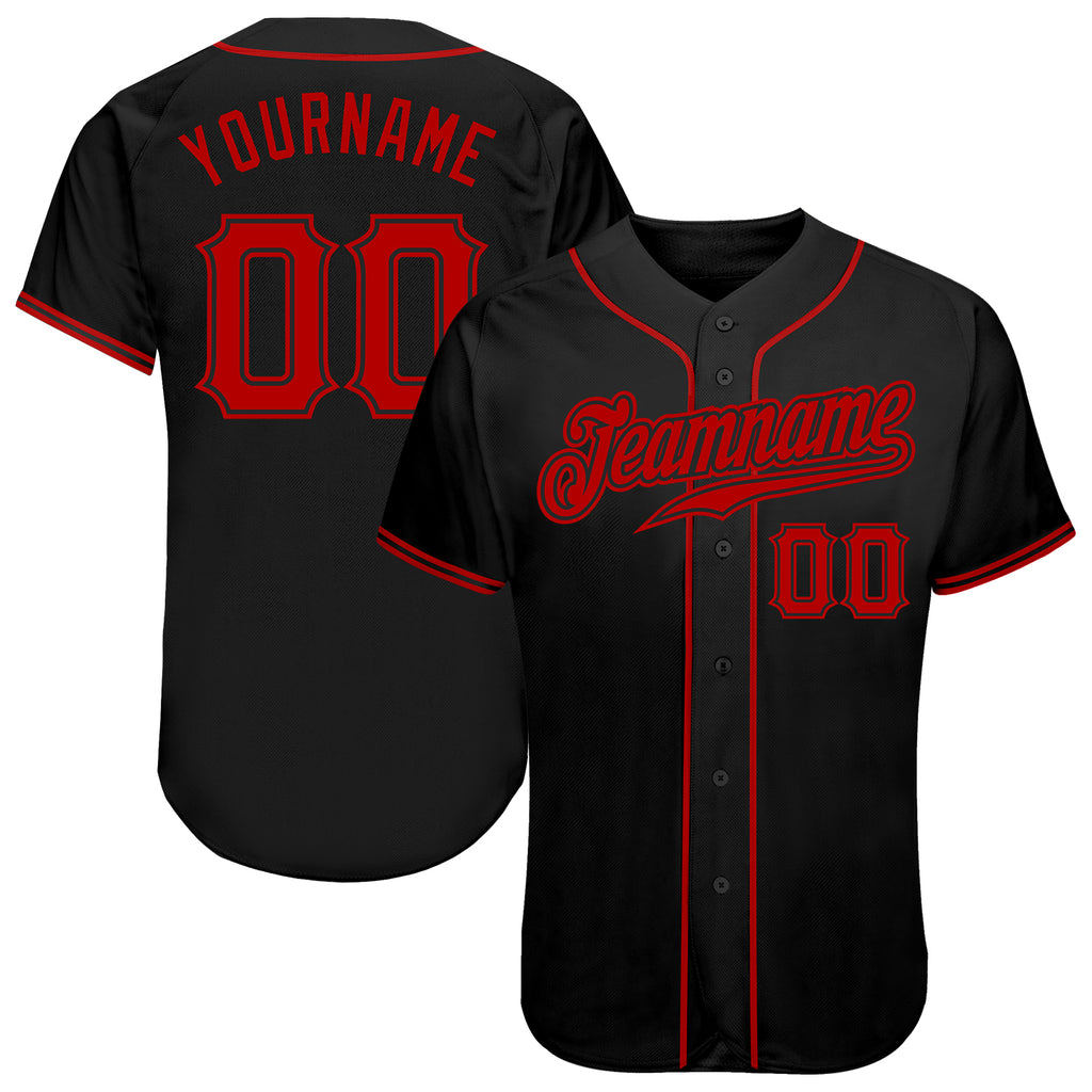 Custom Black Red Authentic Baseball Jersey