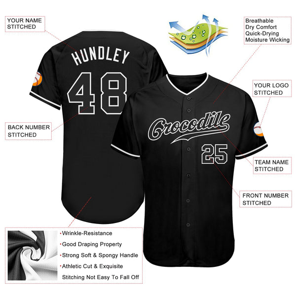 Custom Black Black-White Authentic Softball Jersey