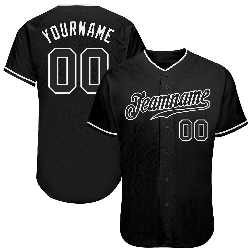 Custom Black Black-White Authentic Baseball Jersey