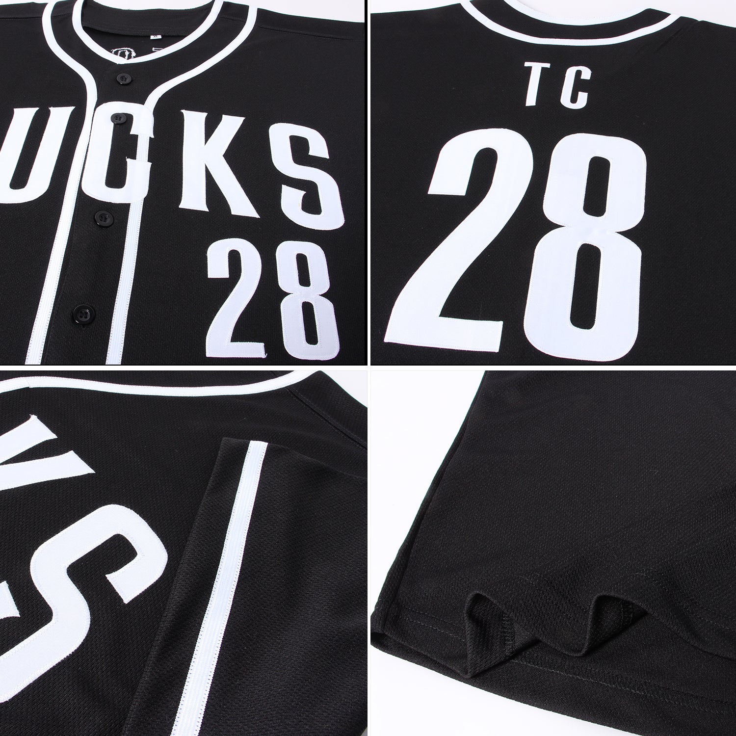 Custom Black White Authentic Baseball Jersey