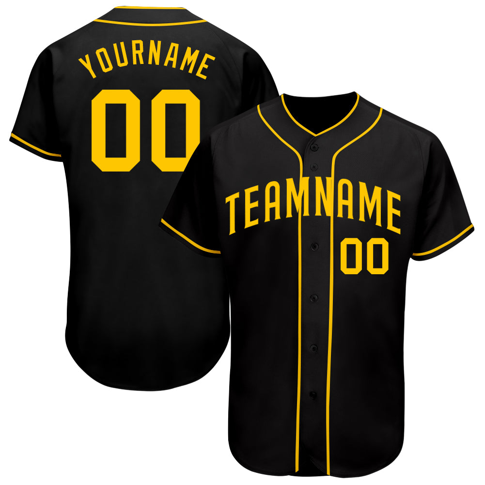 Custom Black Gold Authentic Baseball Jersey