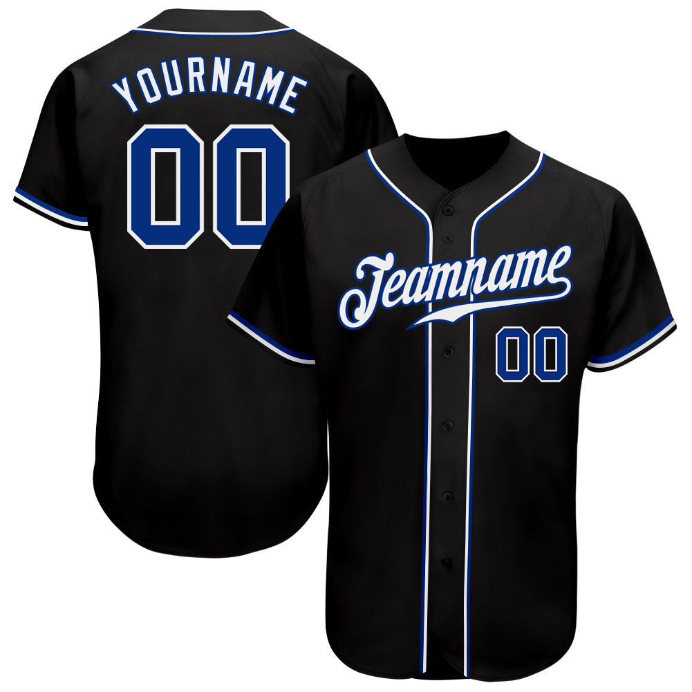 Custom Black Royal-White Authentic Baseball Jersey