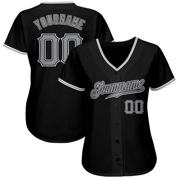 Custom Black Gray-White Authentic Baseball Jersey