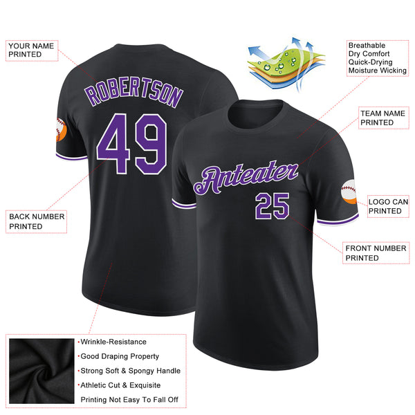 Custom Black Purple-White Performance T-Shirt