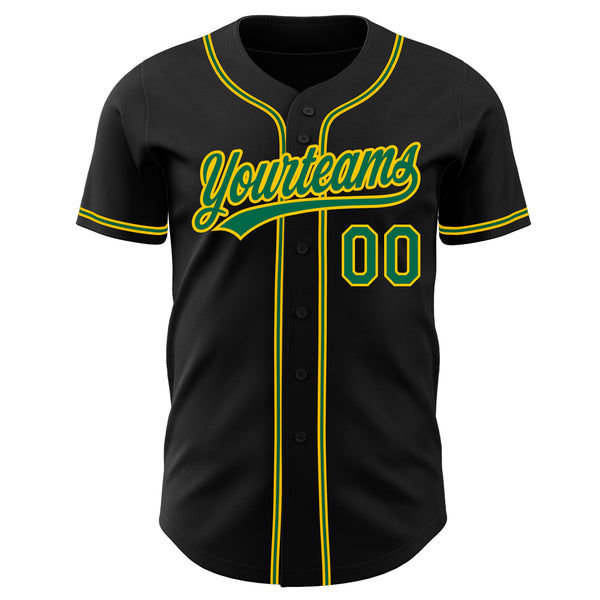 Custom Black Kelly Green-Gold Authentic Baseball Jersey