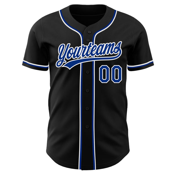 Custom Black Royal-White Authentic Baseball Jersey