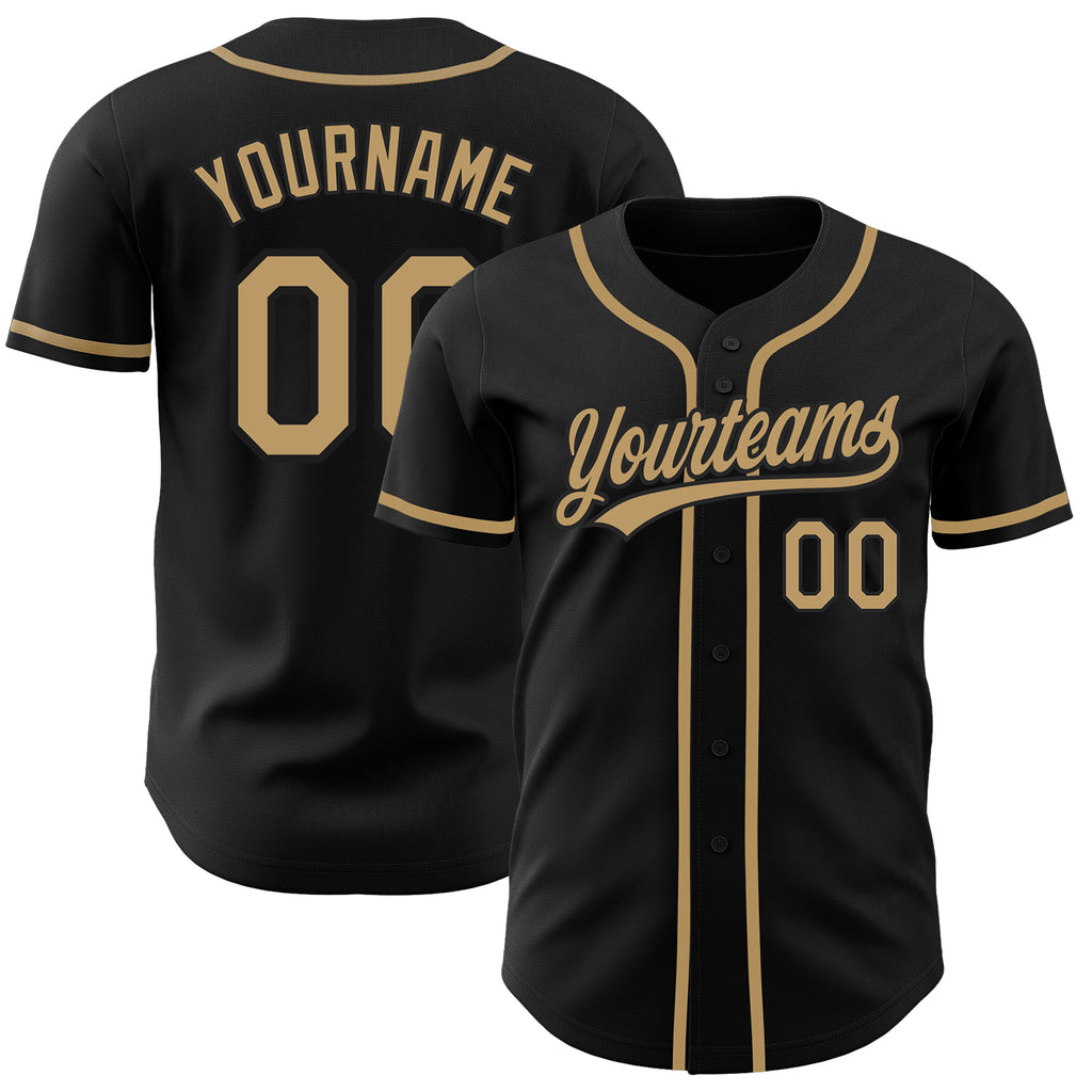 Custom Black Old Gold Authentic Baseball Jersey