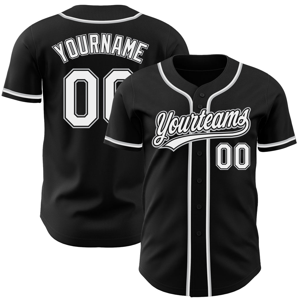 Custom Black White-Gray Authentic Baseball Jersey