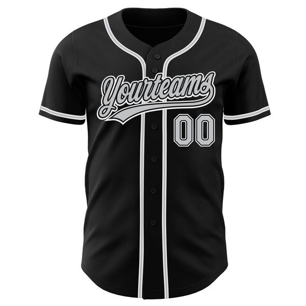 Custom Black Gray-White Authentic Baseball Jersey