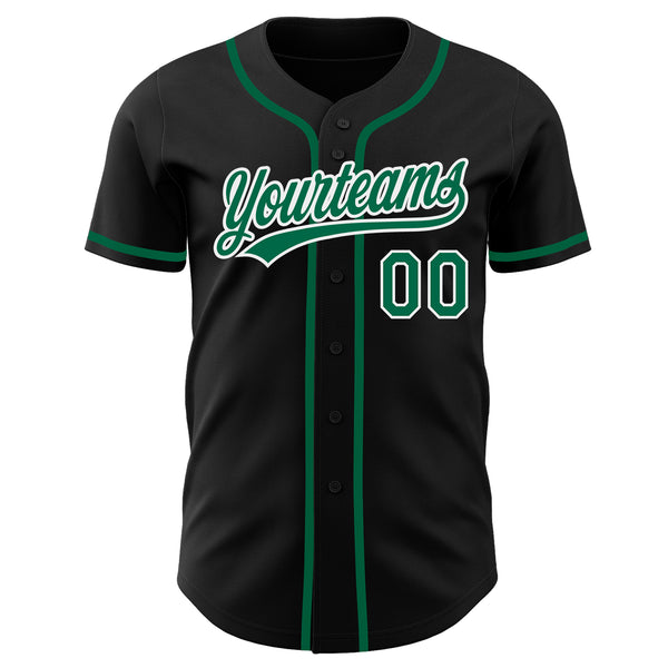 Custom Black Kelly Green-White Authentic Baseball Jersey