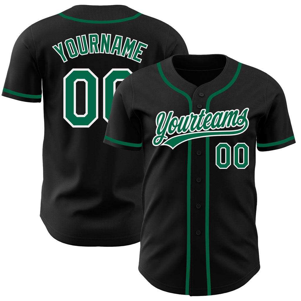 Custom Black Kelly Green-White Authentic Baseball Jersey