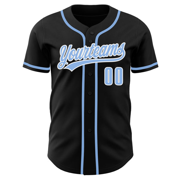 Custom Black Light Blue-White Authentic Baseball Jersey